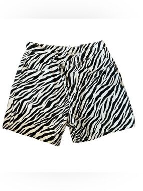 NWT Et Clet 100% Cotton Zebra Print Shorts Size Medium 4” Inseam Pockets